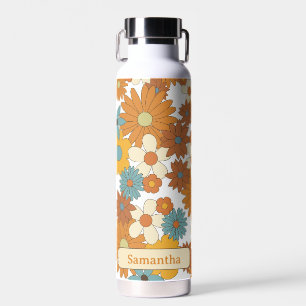 Personalisiertes farbenfrohes Retro-Blumenmuster  Trinkflasche