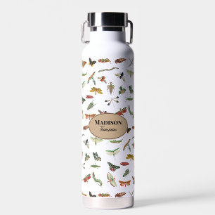 Personalisiertes farbenfrohes Vintage-Insektenmust Trinkflasche