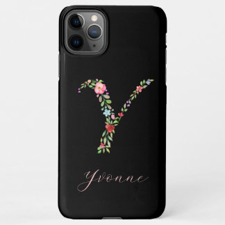 Personalisiertes Farbflorenmonogramm Letter Y iPhone 11Pro Max Hülle