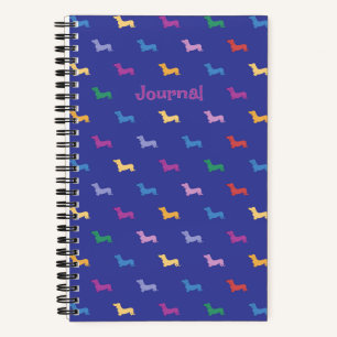 Personalisiertes Farbige Dachshund-Muster Klein Notizbuch
