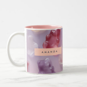 Personalisiertes Farbige Gummibärchen-Muster Zweifarbige Tasse