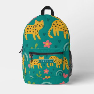 Personalisiertes Farbige Spaß Leopard Dschungel Na Bedruckter Rucksack