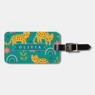 Personalisiertes Farbige Spaß Leopard Dschungel Na Gepäckanhänger