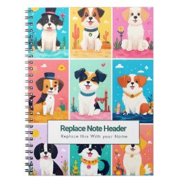 Personalisiertes Farbige Süße Hunde Notizbuch Notizblock