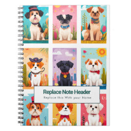 Personalisiertes Farbige Süße Hunde Notizbuch Notizblock
