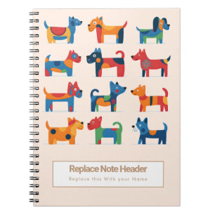 Personalisiertes Farbige Süße Hunde Notizbuch Notizblock