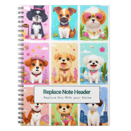 Personalisiertes Farbige Süße Hunde Notizbuch Notizblock