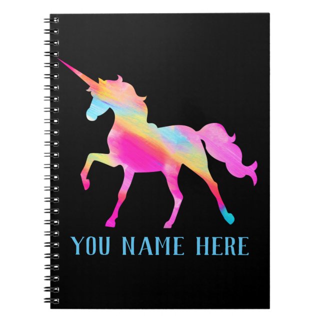 Personalisiertes farbiges Einhorn Notizblock (Vorderseite)