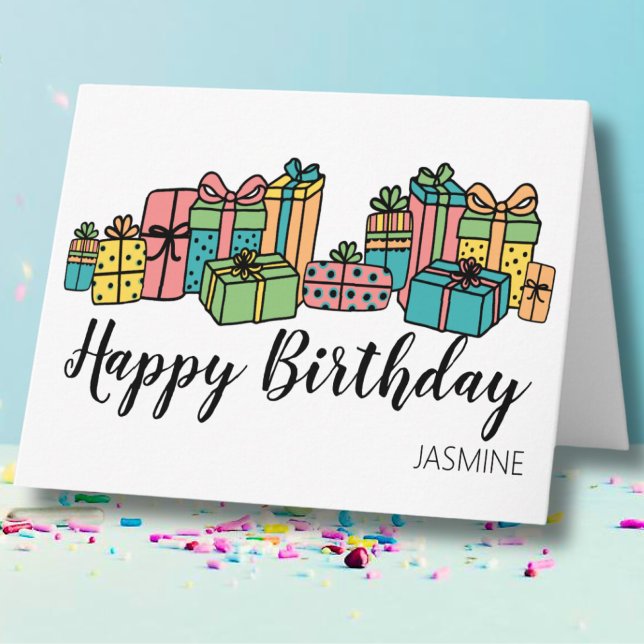 Personalisiertes farbiges Glück zum Geburtstag Karte (Personalized Cute Colorful Classic Happy Birthday Card)