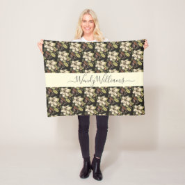 Personalisiertes, farbiges Magnolia-Blooms-Muster Fleecedecke