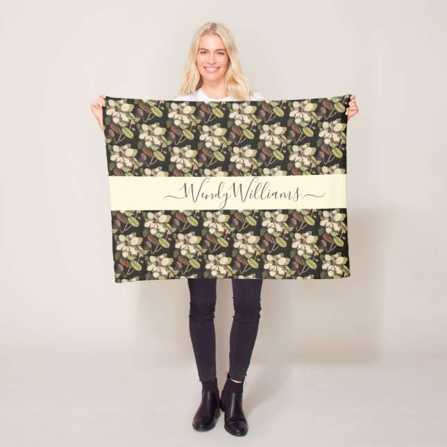 Personalisiertes, farbiges Magnolia-Blooms-Muster Fleecedecke (Beispiel)