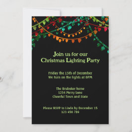 Personalisiertes farbiges Weihnachtslicht-Party Einladung