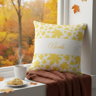 Personalisiertes Farmhouse-Gelb Herbstlaub Kissen