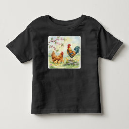 Personalisiertes Farmleben-Hahn-Küken-Kleinkind  Kleinkind T-shirt