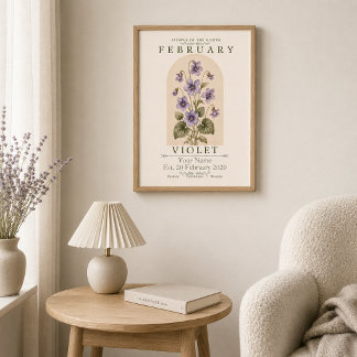 Personalisiertes Februar-Geburtsblumenposter Poster