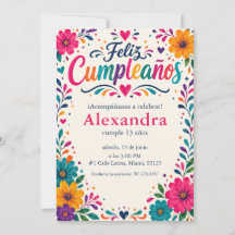 Personalisiertes Feliz Cumpleaños Spanisch Floral 
