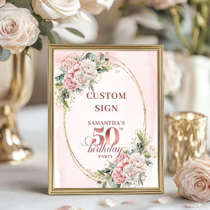 Personalisiertes feminines Roségold-Schild zum 50. Poster