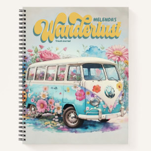 Personalisiertes Fernweh Retro-Bus-Reisejournal Notizbuch