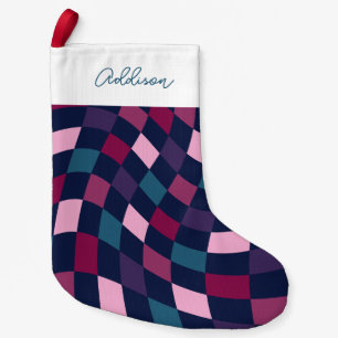 Personalisiertes, fett kariertes Muster Kleiner Weihnachtsstrumpf