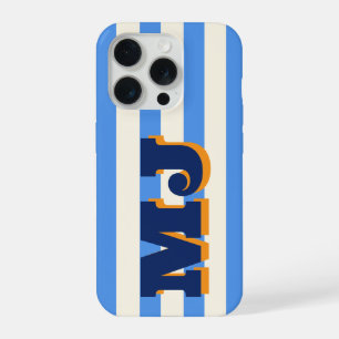 Personalisiertes fettes Monogramm, blauer Streifen iPhone 15 Pro Hülle