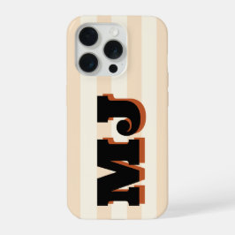 Personalisiertes fettes Monogramm, neutrale Streif iPhone 15 Pro Hülle