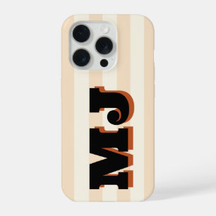 Personalisiertes fettes Monogramm, neutrale Streif iPhone 15 Pro Hülle