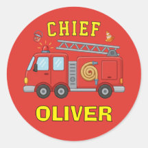 Personalisiertes Feuerwehrauto-Aufkleber für Kinde