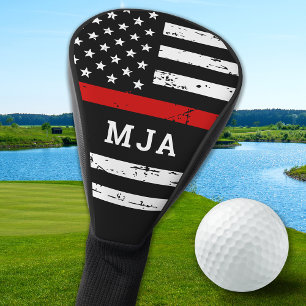 Personalisiertes Feuerwehrmonogramm mit dünner rot Golf Headcover