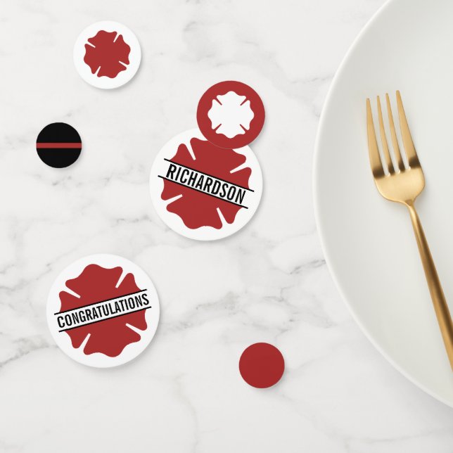 Personalisiertes Feuerwehrrotes Logo dünne rote Li Konfetti (Gruppe)