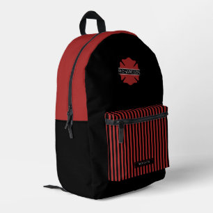 Personalisiertes Feuerwehrsymbol rot und schwarz Bedruckter Rucksack