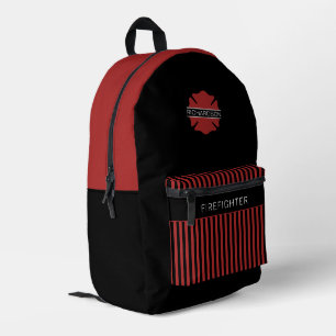 Personalisiertes Feuerwehrsymbol rot und schwarz Bedruckter Rucksack