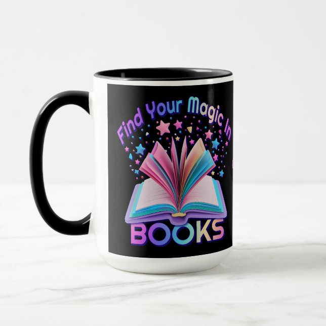 Personalisiertes Finde Magie in Büchern   Tasse (Links)
