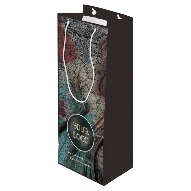 Personalisiertes Firmenlogo | Eigene Markenverpack Geschenktüte Für Weinflaschen (Rückseite Schrägansicht)