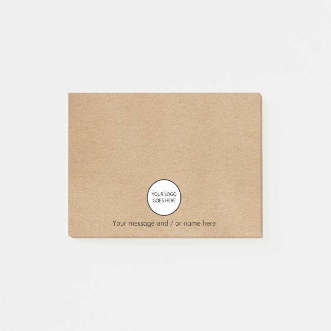 Personalisiertes Firmenlogo Rustikale Kraft Post-it Klebezettel (Vorderseite)