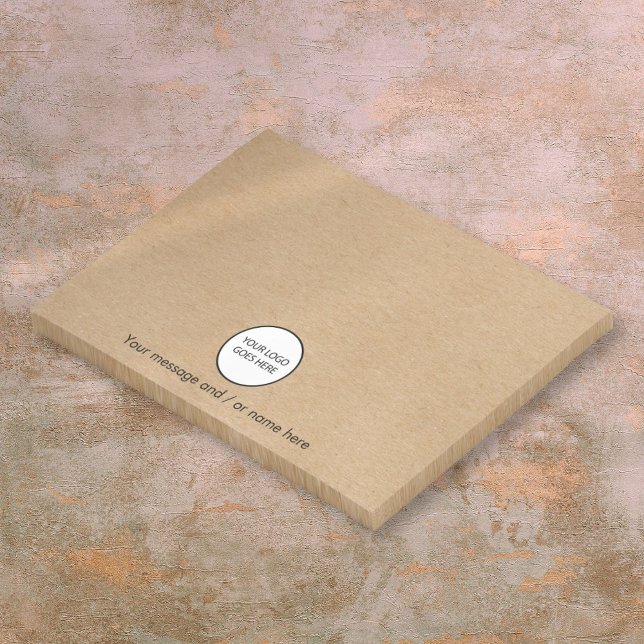 Personalisiertes Firmenlogo Rustikale Kraft Post-it Klebezettel (Personalized Company Business Logo Rustic Kraft Post-it Notes)