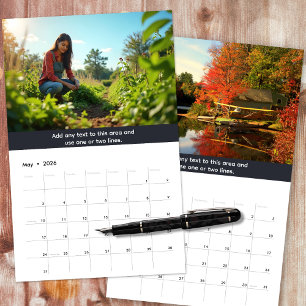 Personalisiertes Firmenlogo und Fotos Neutralgrau Kalender