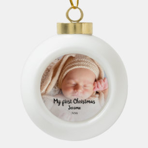 Personalisiertes First Weihnachten Foto Keramik Kugel-Ornament