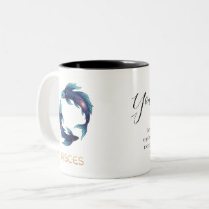 "Personalisiertes Fische-Sternzeichen Name und Eig Zweifarbige Tasse