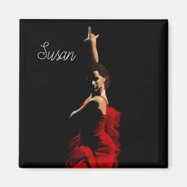 Personalisiertes Flamenco Dancer Rotes Kleid Magnet