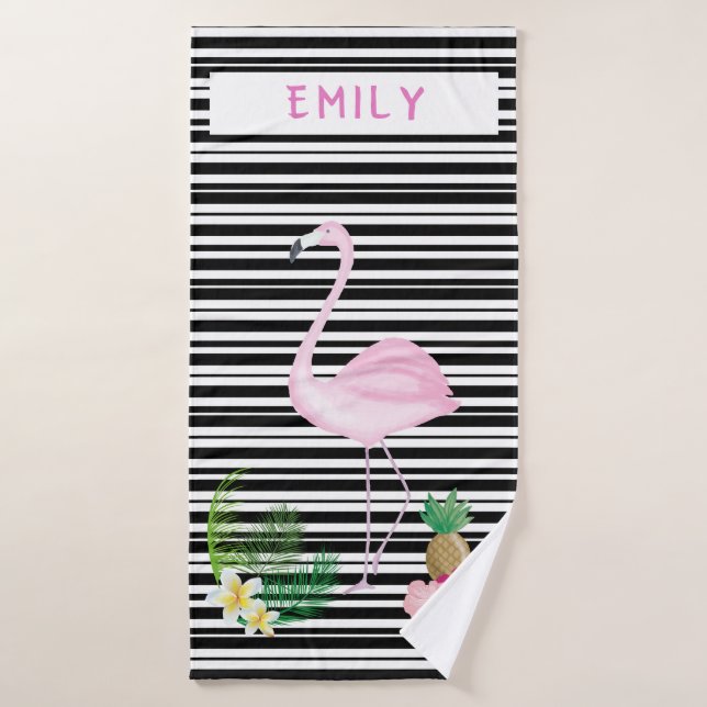 Personalisiertes Flamingo Beach Handtuch Badehandtuch (Badehandtuch)