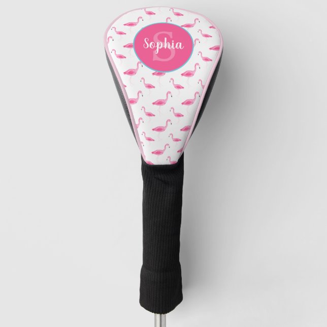 Personalisiertes Flamingo-Muster Golf Headcover (Vorderseite)