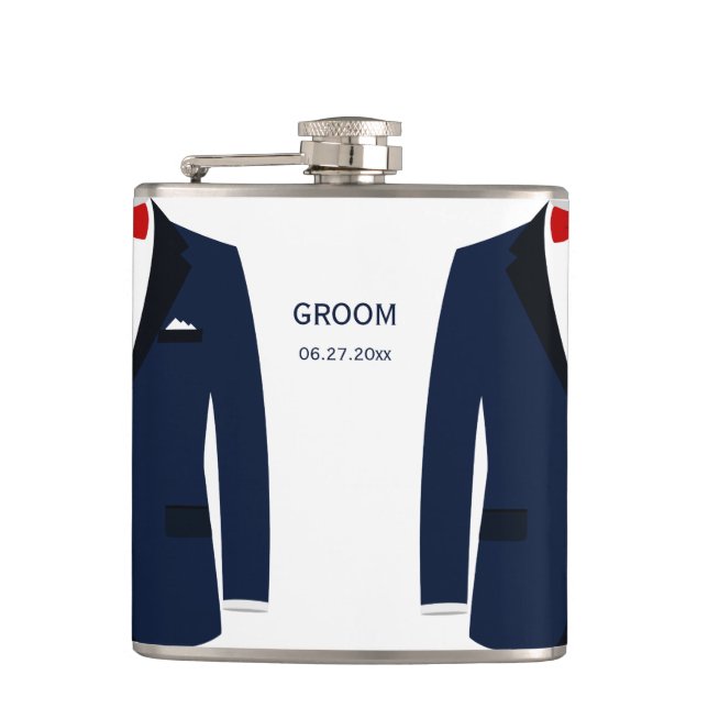 Personalisiertes Flasengeschenk für Groom Blue Flachmann (Vorderseite)