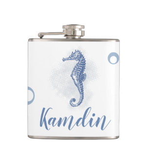 Personalisiertes Flask Seepferd Ocean Beach Water Flachmann