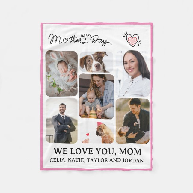 Personalisiertes Fleece-Blanket mit 7 Foto für Mam Fleecedecke (Vorderseite)