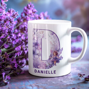 Personalisiertes Flieder-Fee-Monogramm D Kaffeetasse