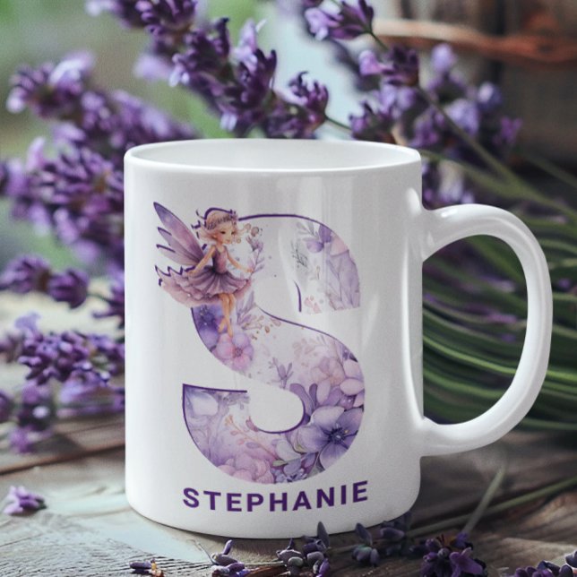 Personalisiertes Flieder-Fee-Monogramm S Kaffeetasse (Personalized Lilac Fairy Monogram S Coffee Mug)