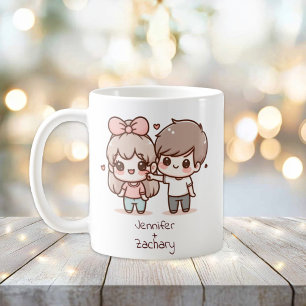 Personalisiertes Flirting Couple im Chibi-Stil Kaffeetasse