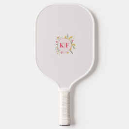Personalisiertes floral elegantes Monogramm Pickleball Schläger