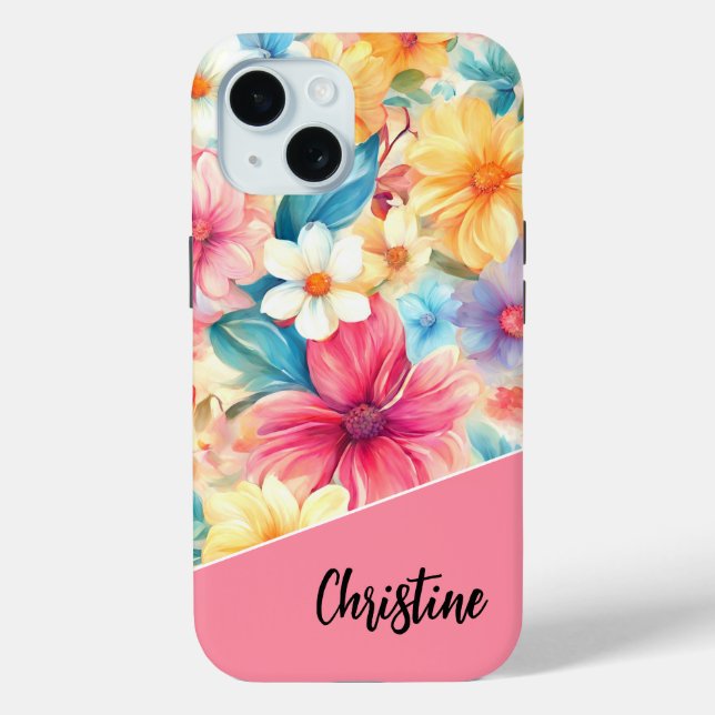 Personalisiertes floral iPhone 15 Fall Case-Mate iPhone Hülle (Rückseite)