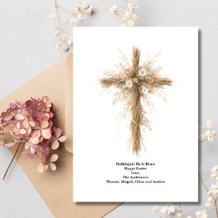 Personalisiertes floral wasserfarbenes Ostkreuz Feiertagskarte